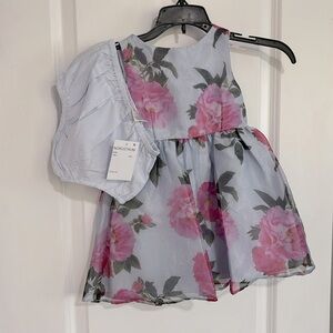 Pippa & Julie - Blue with fuchsia florals Dress - 24 Mo New